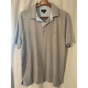 Mens XL Cotton Polo- Brooks Brothers -Gray/Blue Heavyweight Short Sleeve Shirt